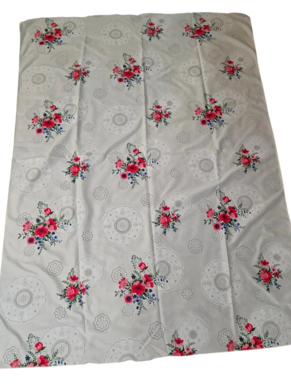 Vintage Tablecloth Cottagecore Floral Red Boho 57